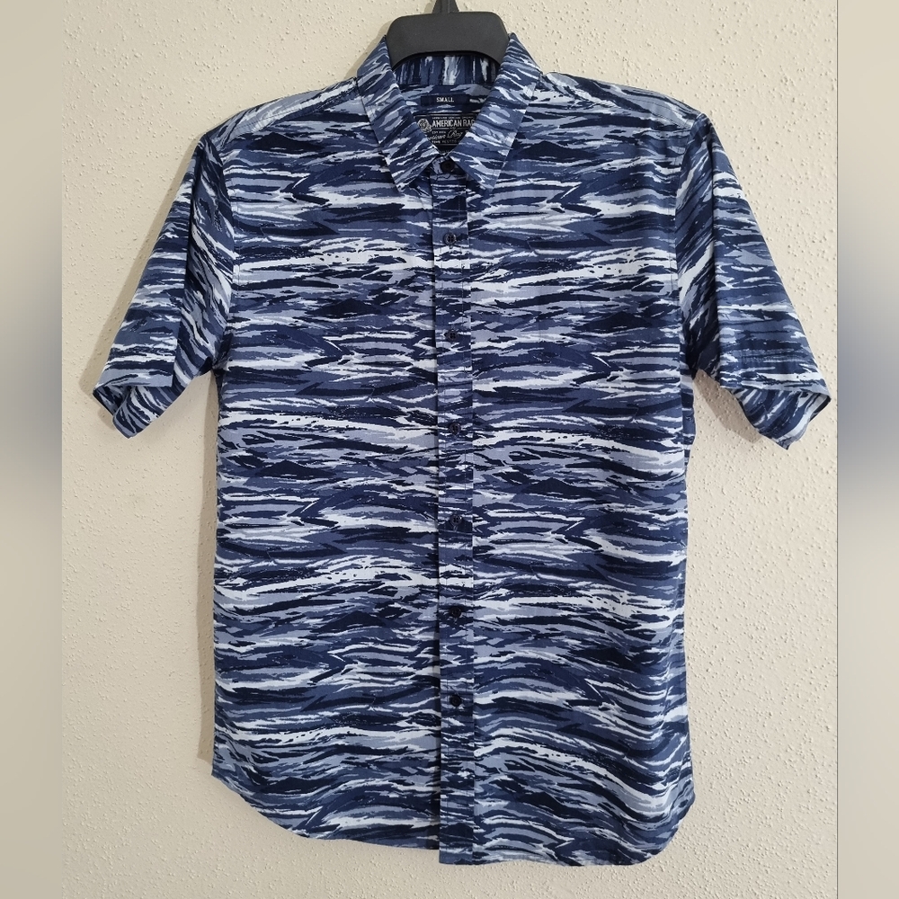 American Rag Navy and White Patterned Shirt Size S  NWOT - Picture 2 of 9